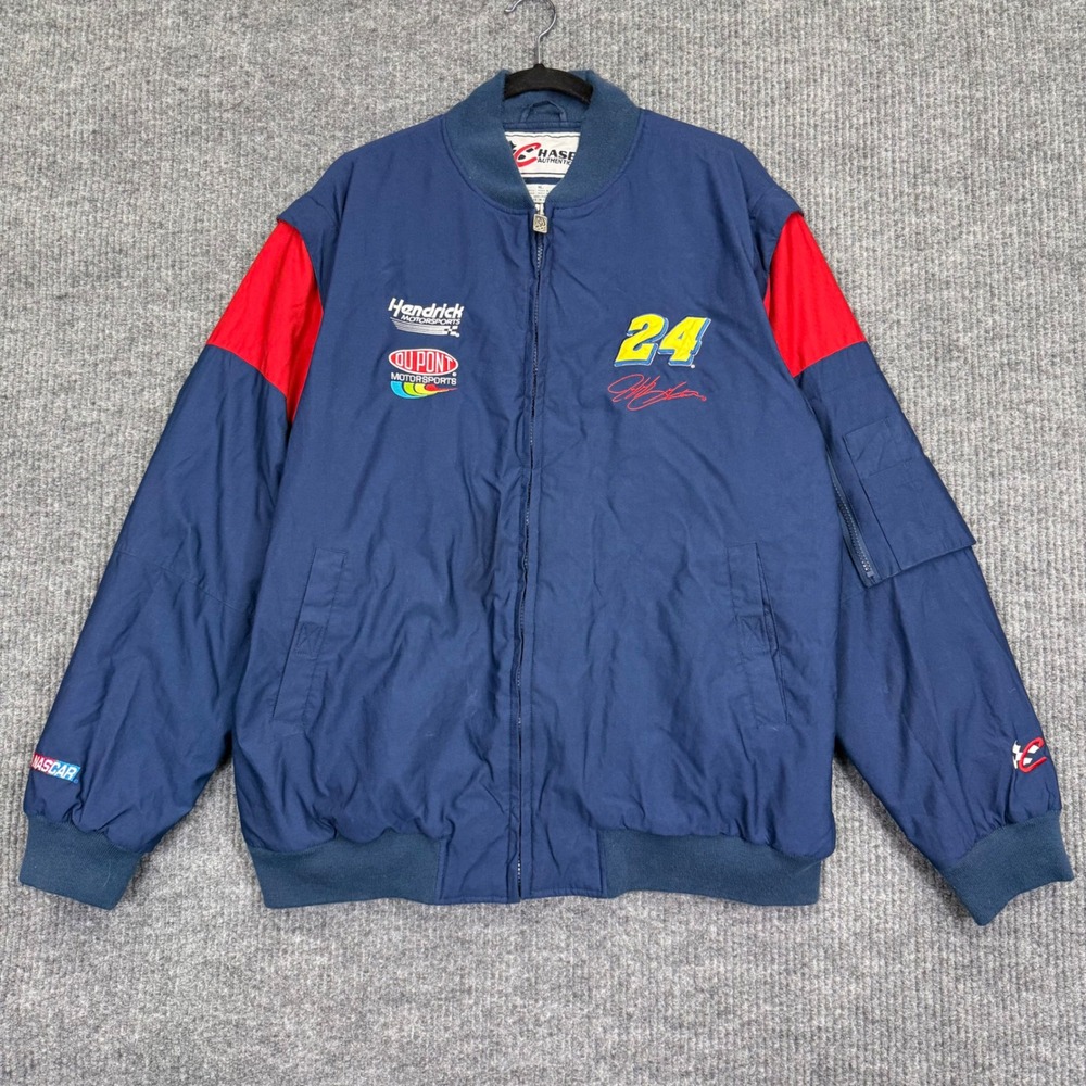 Chase Authentics Jeff Gordon 24 DuPont Racing Jacket Zip Off Sleeves Mens XL